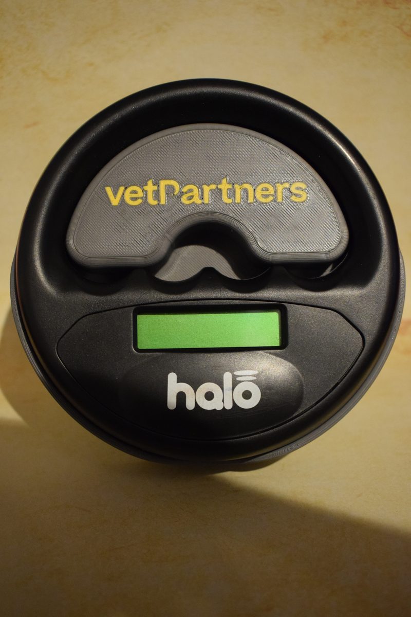 Halo holder with the reader in place
