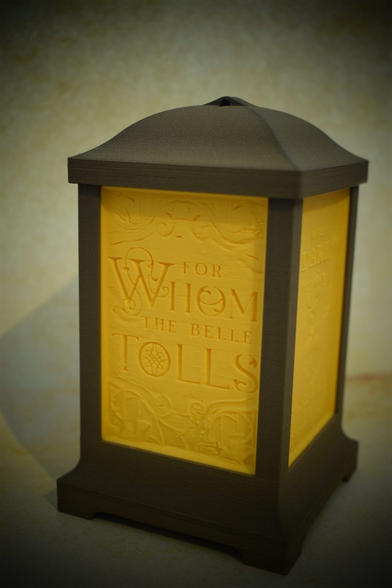 Lithophane lantern, unlit, in daylight