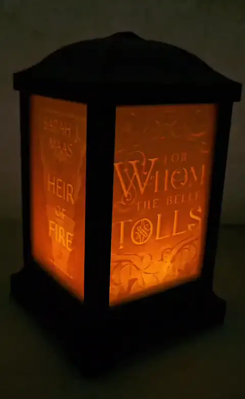 Lithophane lantern, lit and glowing