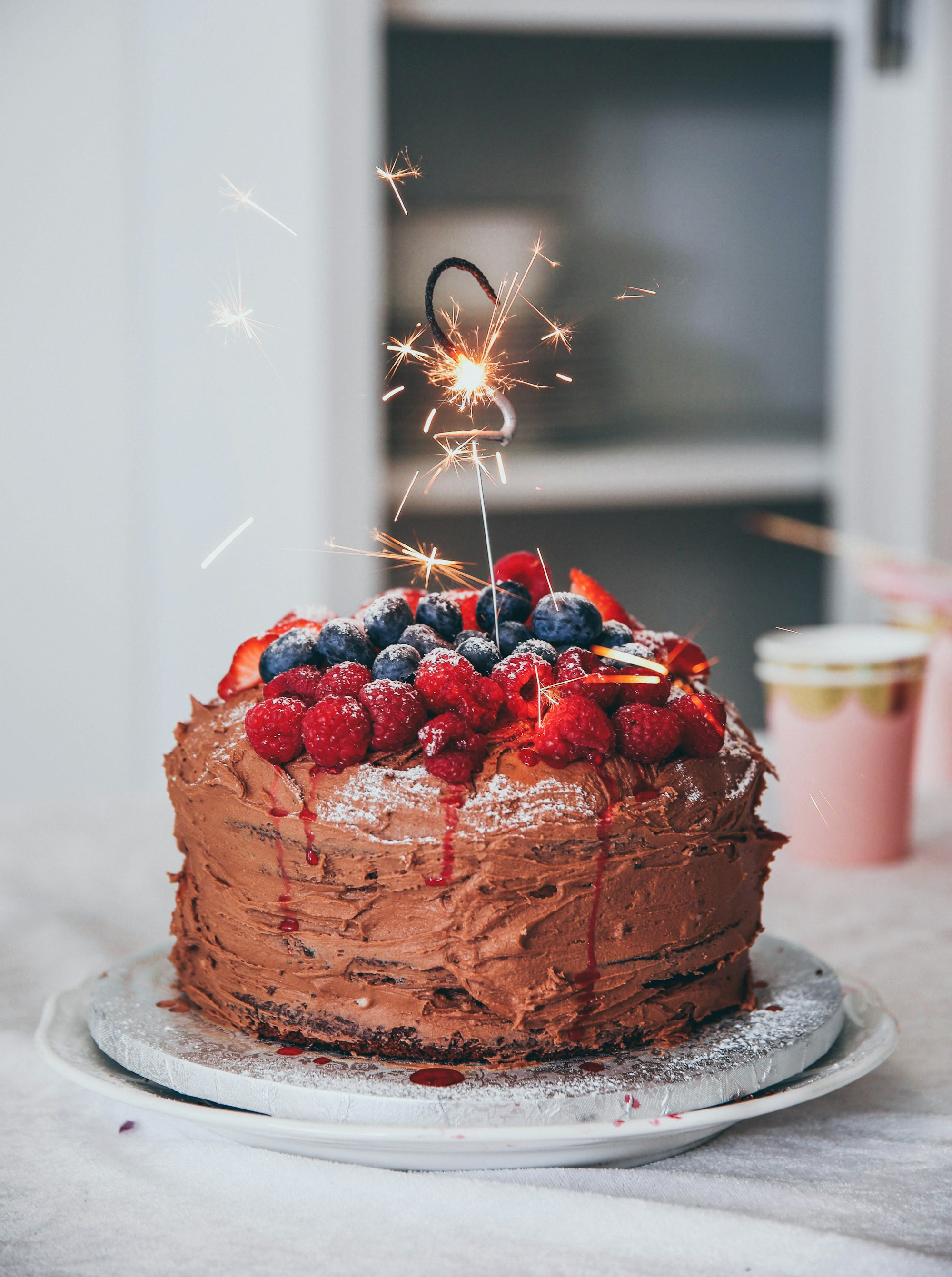 Celebration cake with sparkler